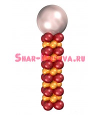 Стойка из больших и маленьких шаров 2 цвета + фольгированный шар (круг, звезда, сердце)