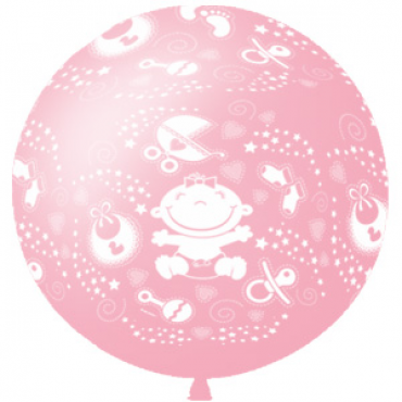 Большой шар с гелием 1 метр "Для новорожденной девочки"