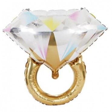 Фольгированный шар "Золотое кольцо с бриллиантом"