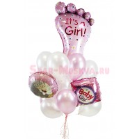 Композиция из шаров "It's a GIRL", , 3890 р., Композиция из шаров "It's a GIRL", , Фольгированные шары