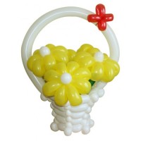 Корзина с цветами из воздушных шаров "5 желтых ромашек", , 4191 р., Корзина с цветами из шаров "5 желтых ромашек", , Цветы из шаров