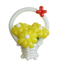 Корзина с цветами из воздушных шаров "5 желтых ромашек"