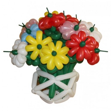Корзина с цветами из воздушных шариков "Лето"